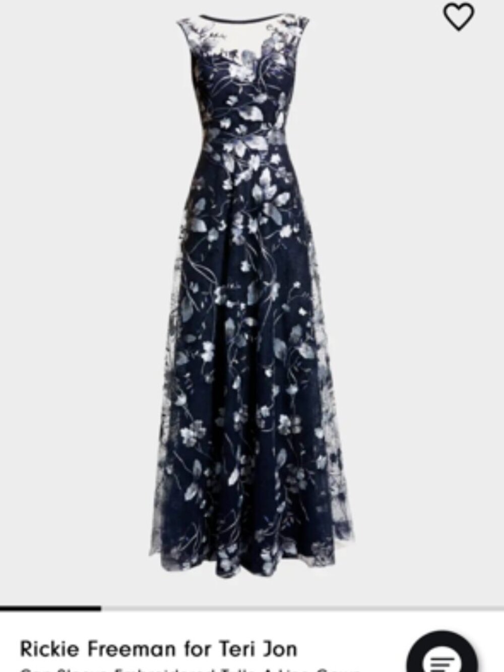 Cap-Sleeve Embroidered Tulle A-Line Gown by Rickie Freeman
